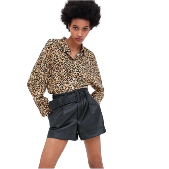 Zara Chetah Animal Print Cropped/ Crop Button Up Top trf collection Size Small - Picture 16 of 16